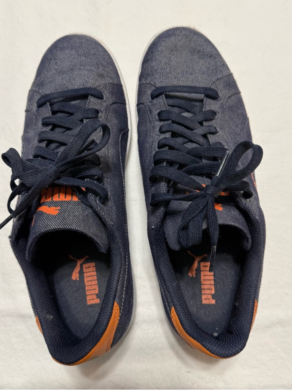 Puma Men's Smashers Denim Sneakers with Orange Accents